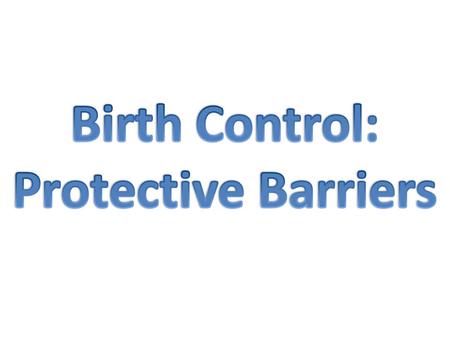 Birth Control: Protective Barriers.