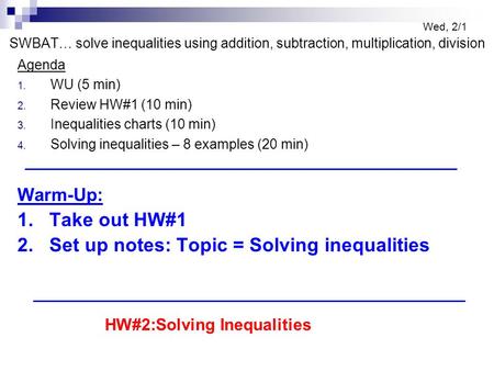 HW#2:Solving Inequalities