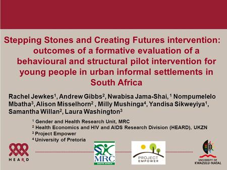 Stepping Stones and Creating Futures intervention: outcomes of a formative evaluation of a behavioural and structural pilot intervention for young people.