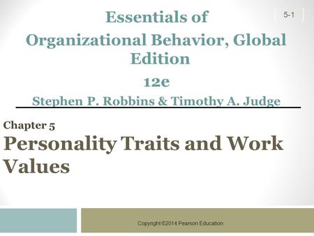 Personality Traits and Work Values