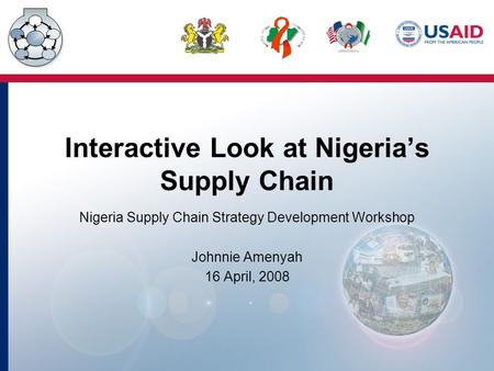 Interactive Look at Nigeria’s Supply Chain Nigeria Supply Chain Strategy Development Workshop Johnnie Amenyah 16 April, 2008.
