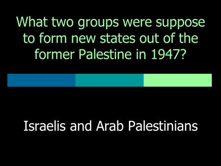 What two groups were suppose to form new states out of the former Palestine in 1947? Israelis and Arab Palestinians.