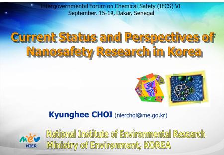Current Status and Perspectives of Nanosafety Research in Korea