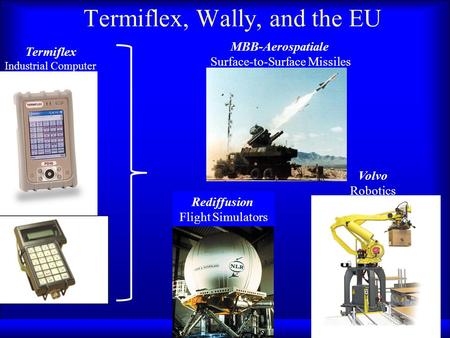 Termiflex, Wally, and the EU Termiflex Industrial Computer Terminals MBB-Aerospatiale Surface-to-Surface Missiles Rediffusion Flight Simulators Volvo Robotics.