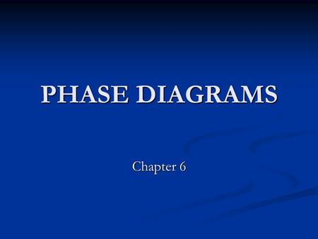 PHASE DIAGRAMS Chapter 6.