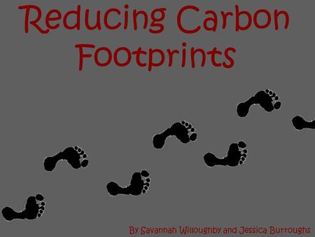 Reducing Carbon Footprints By Savannah Willoughby and Jessica Burroughs.