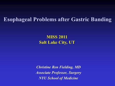 Esophageal Problems after Gastric Banding