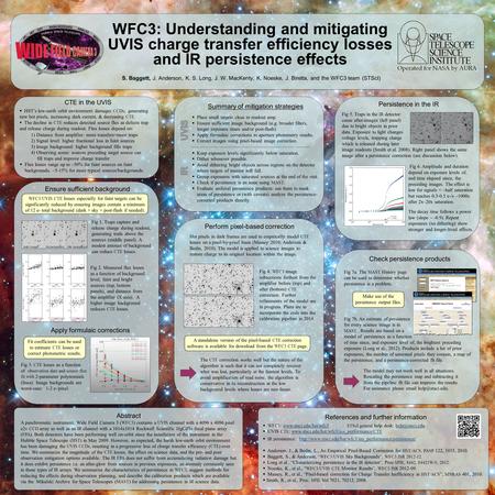 149.03 S. Baggett, J. Anderson, K. S. Long, J. W. MacKenty, K. Noeske, J. Biretta, and the WFC3 team (STScI) WFC3 : Understanding and mitigating UVIS charge.