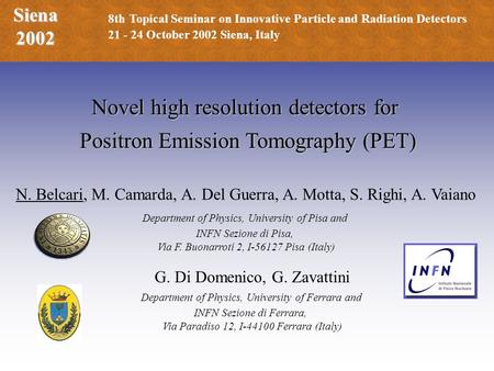 Novel high resolution detectors for Positron Emission Tomography (PET)