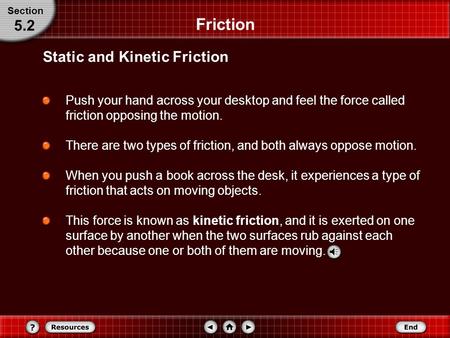Friction 5.2 Static and Kinetic Friction