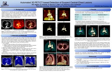 Four patients underwent a PET/CT scan with a Philips True Flight Gemini PET/CT scanner. We manually identified a total of 26 central-chest lesions on the.