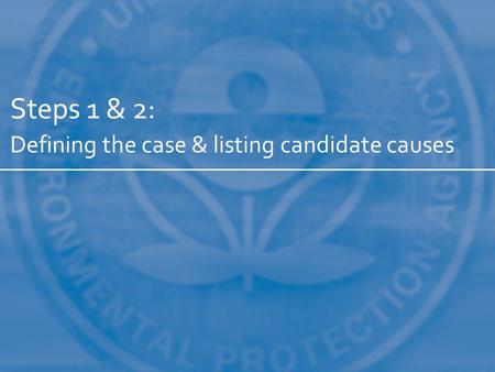 Steps 1 & 2: Defining the case & listing candidate causes.