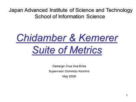 Chidamber & Kemerer Suite of Metrics