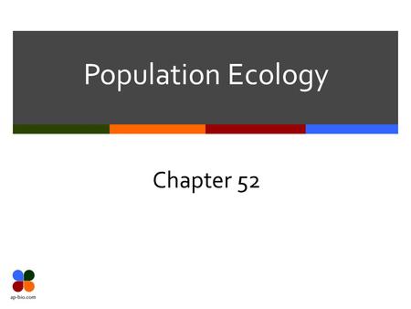 Population Ecology Chapter 52. Slide 2 of 27 Ecology  Def – Study of the interactions of organisms with their physical environment & with each other.