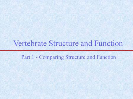 Vertebrate Structure and Function
