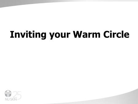 Inviting your Warm Circle. So…before anything: Get your Mind in order... 1.Stand up 2.Smile 3.Walk around 4.Have prompt notes ie Post it notes or script.