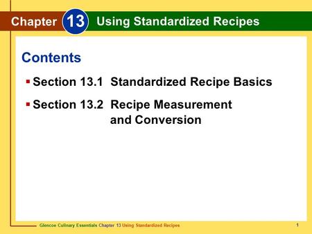 Section Standardized Recipe Basics