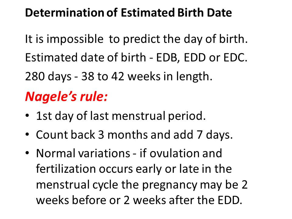 Determination of Estimated Birth Date - ppt video online download