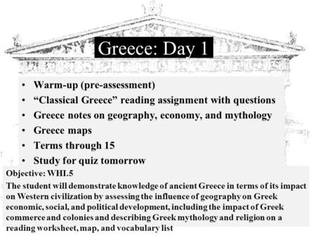 Greece: Day 1 Warm-up (pre-assessment)