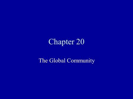 Chapter 20 The Global Community. Climate Change The topic of climate change has recently become a major point of discussion Al Gore has written books.