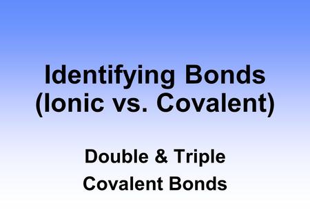 Identifying Bonds (Ionic vs. Covalent)