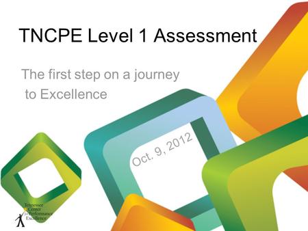 TNCPE Level 1 Assessment The first step on a journey to Excellence Oct. 9, 2012.