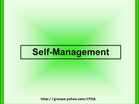 Self-Management  3ITDA Training Norms.