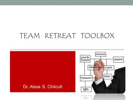 TEAM RETREAT TOOLBOX Dr. Alexa S. Chilcutt. THE MISSION – MINDED TEAM (Re-)Discovering your core principles and vision…