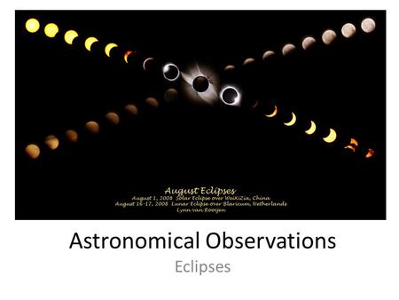 Astronomical Observations Eclipses. Information About Eclipses Definition Schedule Terms Reasons.
