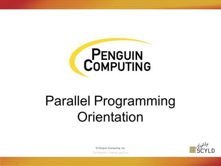 Confidential – Internal Use Only 1 Parallel Programming Orientation.