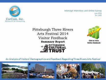 Pittsburgh Three Rivers Arts Festival 2014 Visitor Feedback Summary Report Intercept Interviews and Online Survey June 2014 N= 1,002 An Analysis of Visitors’