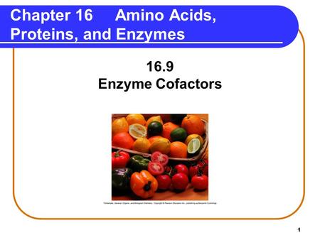 1 16.9 Enzyme Cofactors Chapter 16 Amino Acids, Proteins, and Enzymes.