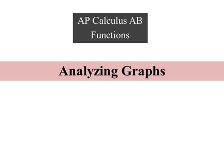 Analyzing Graphs AP Calculus AB Functions. Domain & Range Domain: All x values for which a function is defined. Range: All y values for which a function.