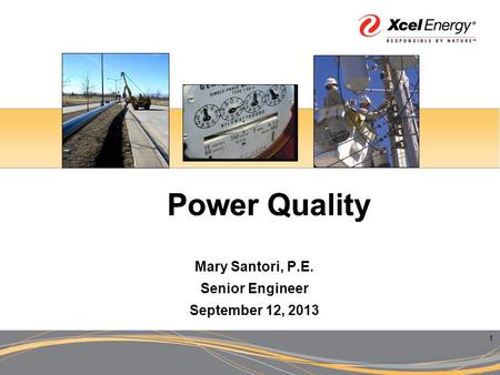 1 Power Quality Mary Santori, P.E. Senior Engineer September 12, 2013.