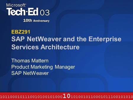 EBZ291 SAP NetWeaver and the Enterprise Services Architecture