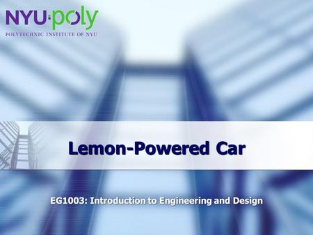 Lemon-Powered Car. Overview Experimental Objective Background Information Materials Procedure Assignment Conclusion.