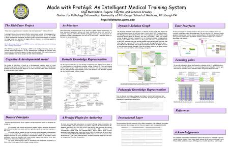 Made with Protégé: An Intelligent Medical Training System Olga Medvedeva, Eugene Tseytlin, and Rebecca Crowley Center for Pathology Informatics, University.