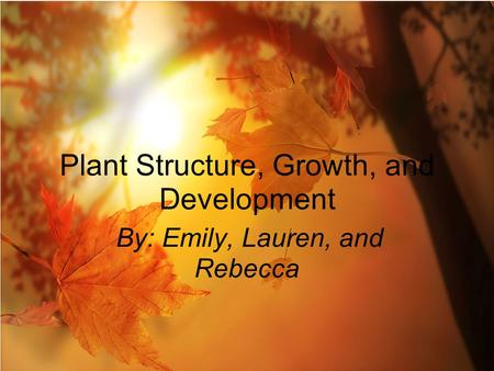 By: Emily, Lauren, and Rebecca Plant Structure, Growth, and Development.