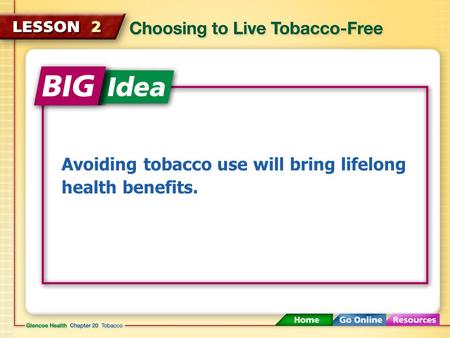 Avoiding tobacco use will bring lifelong health benefits.