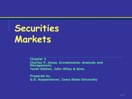 Securities Markets Chapter 4