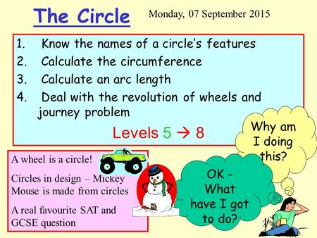 The Circle Levels 5  8 Know the names of a circle’s features