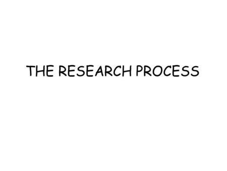 THE RESEARCH PROCESS.
