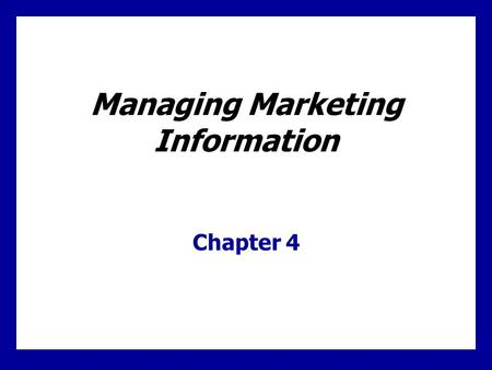 Marketing Info. System Marketing Information System (MIS)