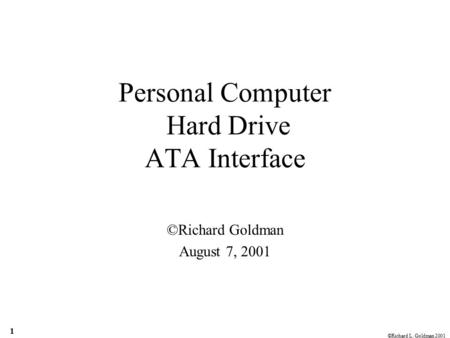 Personal Computer Hard Drive ATA Interface