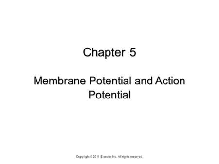Chapter 5 Membrane Potential and Action Potential Copyright © 2014 Elsevier Inc. All rights reserved.