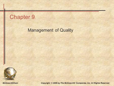 Chapter 9 Management of Quality.