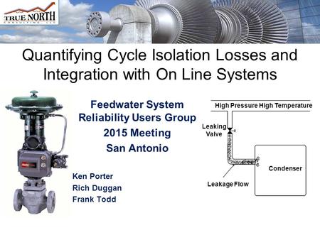 Quantifying Cycle Isolation Losses and Integration with On Line Systems Feedwater System Reliability Users Group 2015 Meeting San Antonio Ken Porter Rich.
