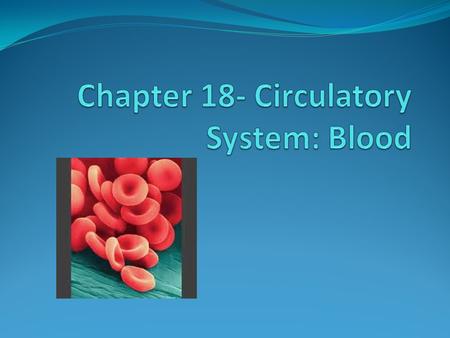 Chapter 18- Circulatory System: Blood