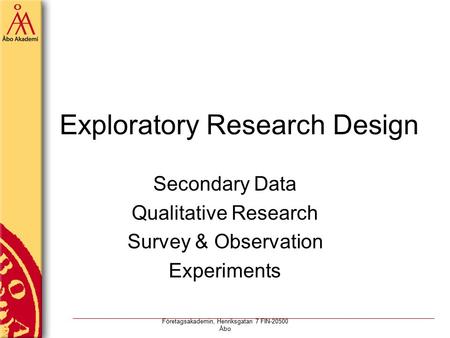 Exploratory Research Design