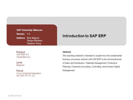 Introduction to SAP ERP